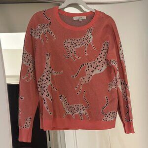 Small Loft Pink Cheetah Sweater